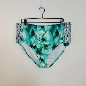 Tropical high-waisted bikini bottoms